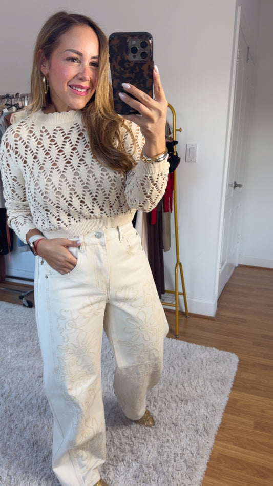 Light Nude Barrel Jeans