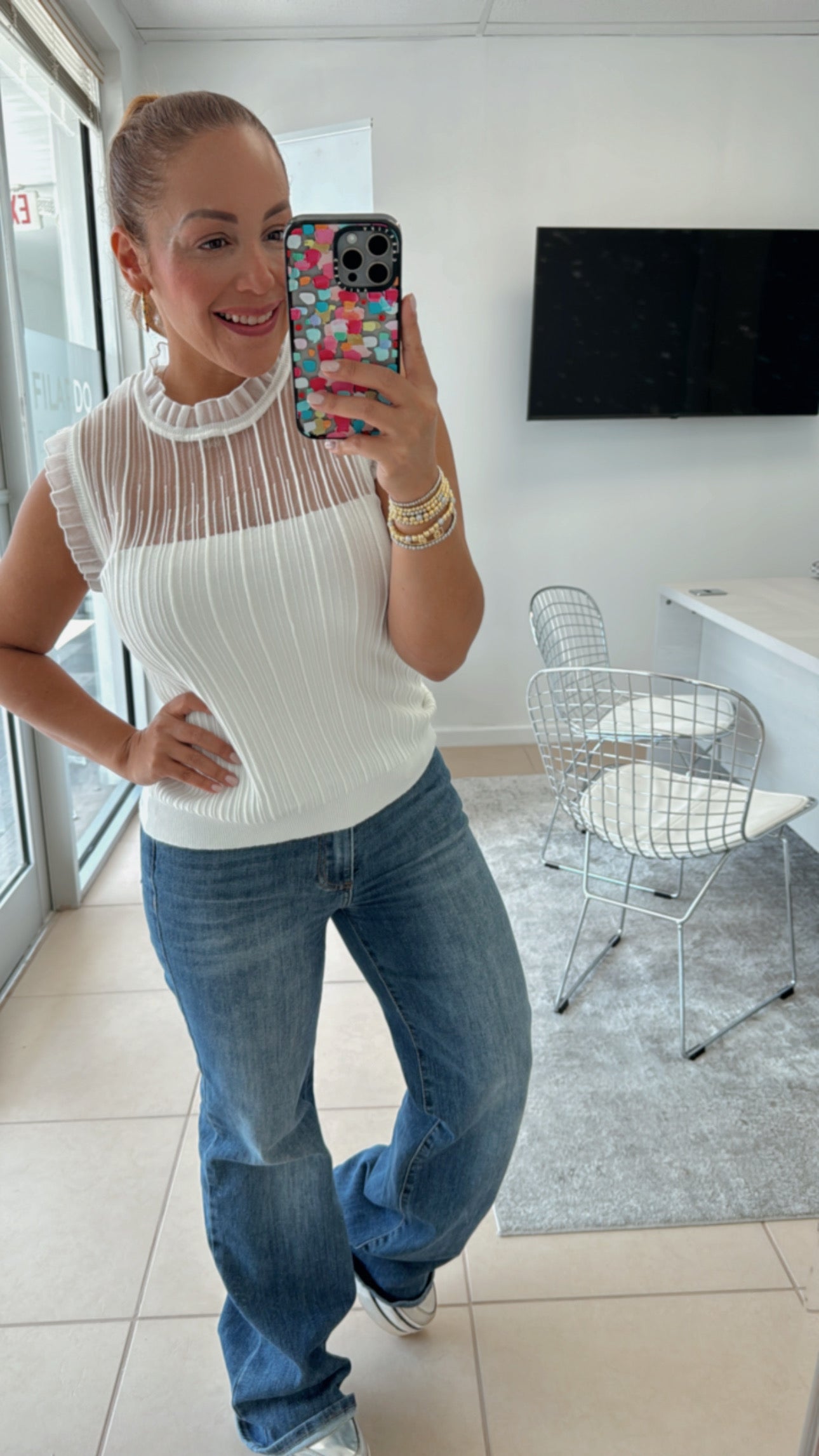 Ruffle Trim Sweater Top