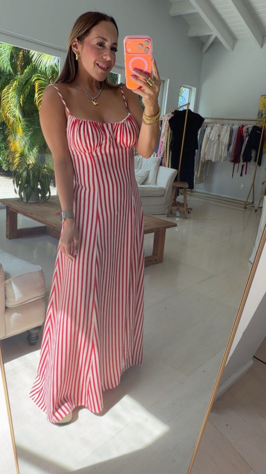 Red Stripped Bustier Dress