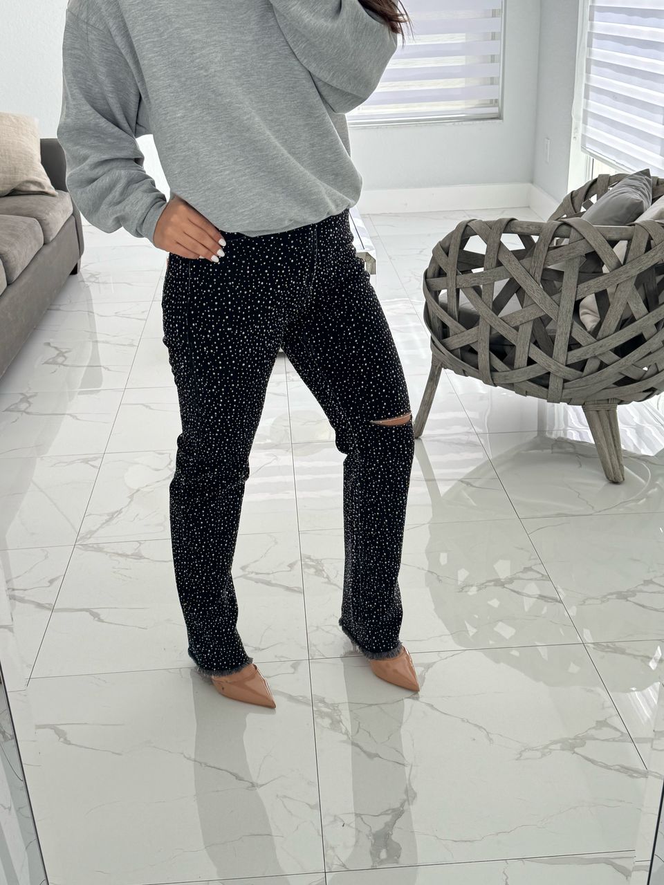 Black Embellished Jeans