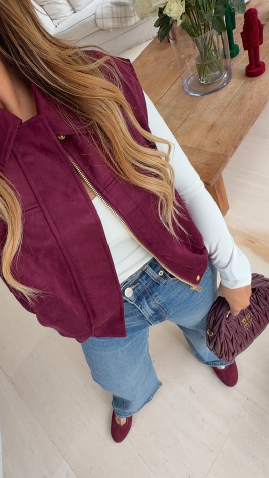 Wine Suede Vest