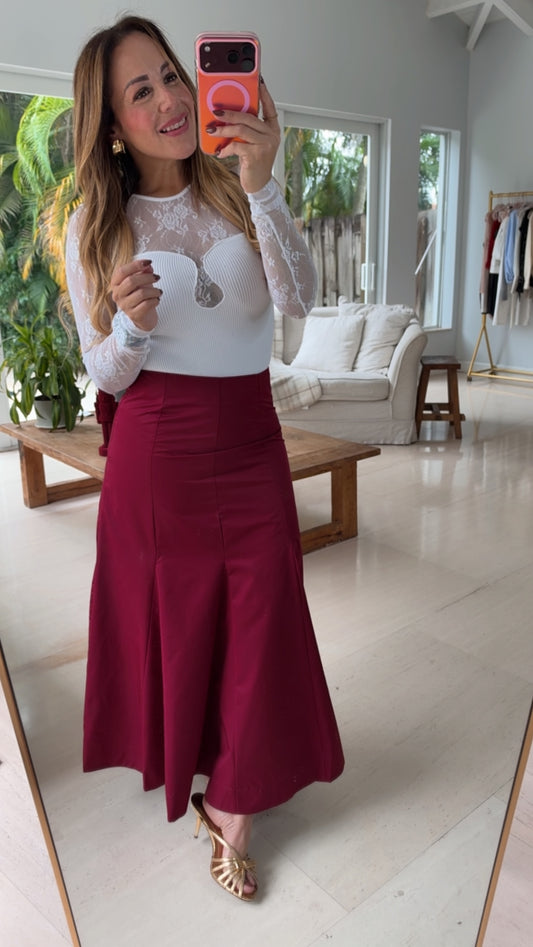Merlot Muse Midi Skirt
