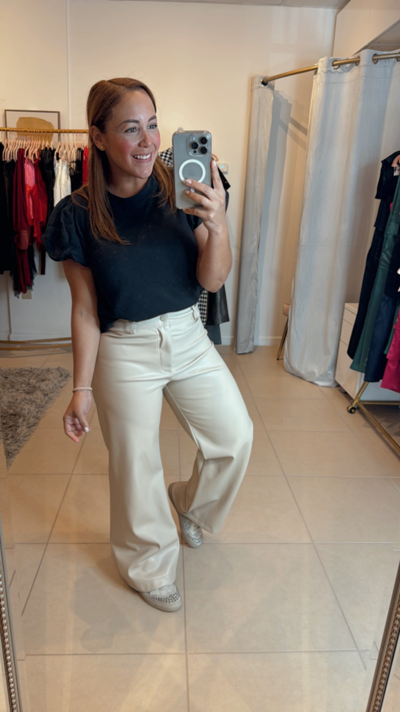 Nude Leather Pants