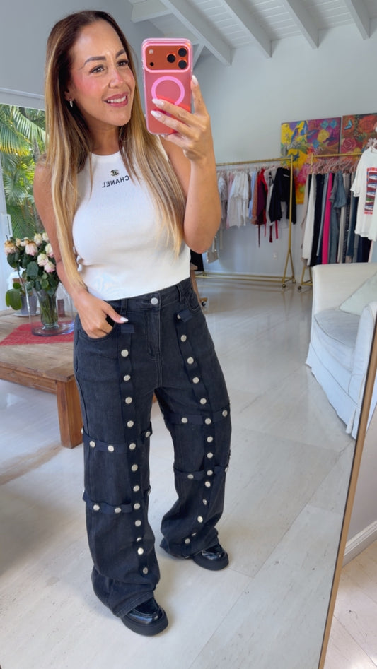 STUDDED BUTTONS DENIM