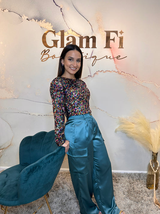 Turquoise Cargo Pants