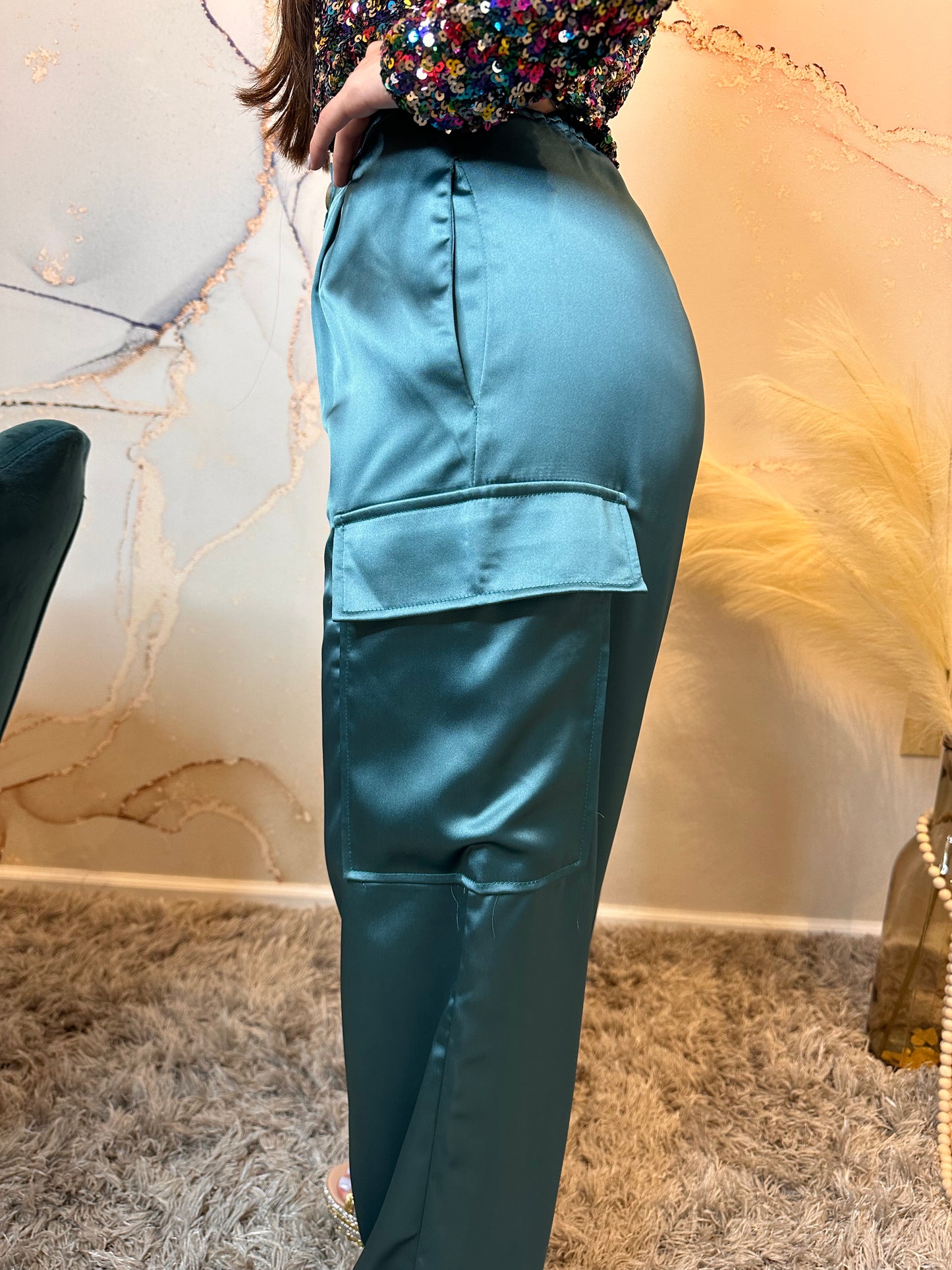 Turquoise Cargo Pants