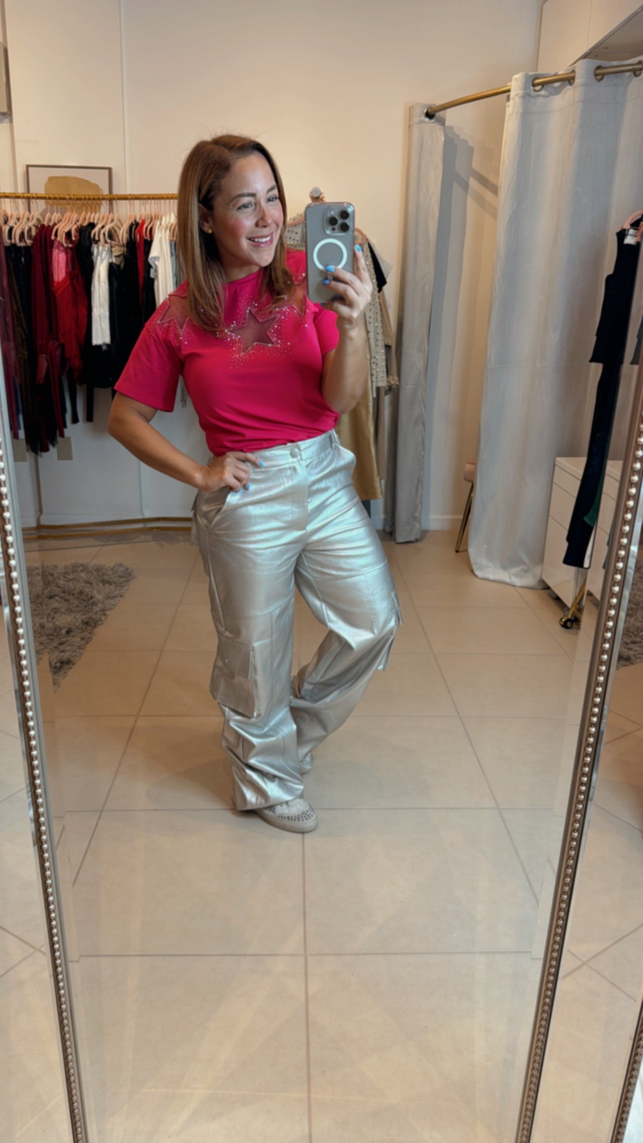 Silver Leather Pants