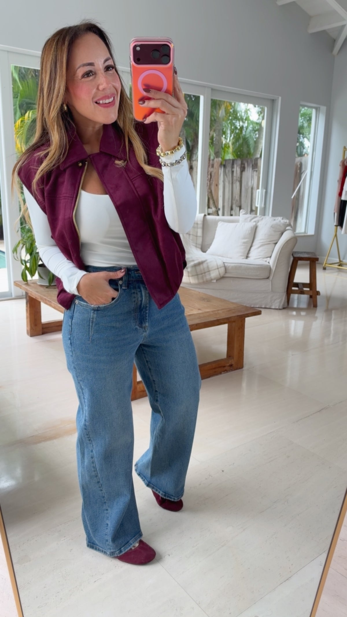 Wine Suede  Vest