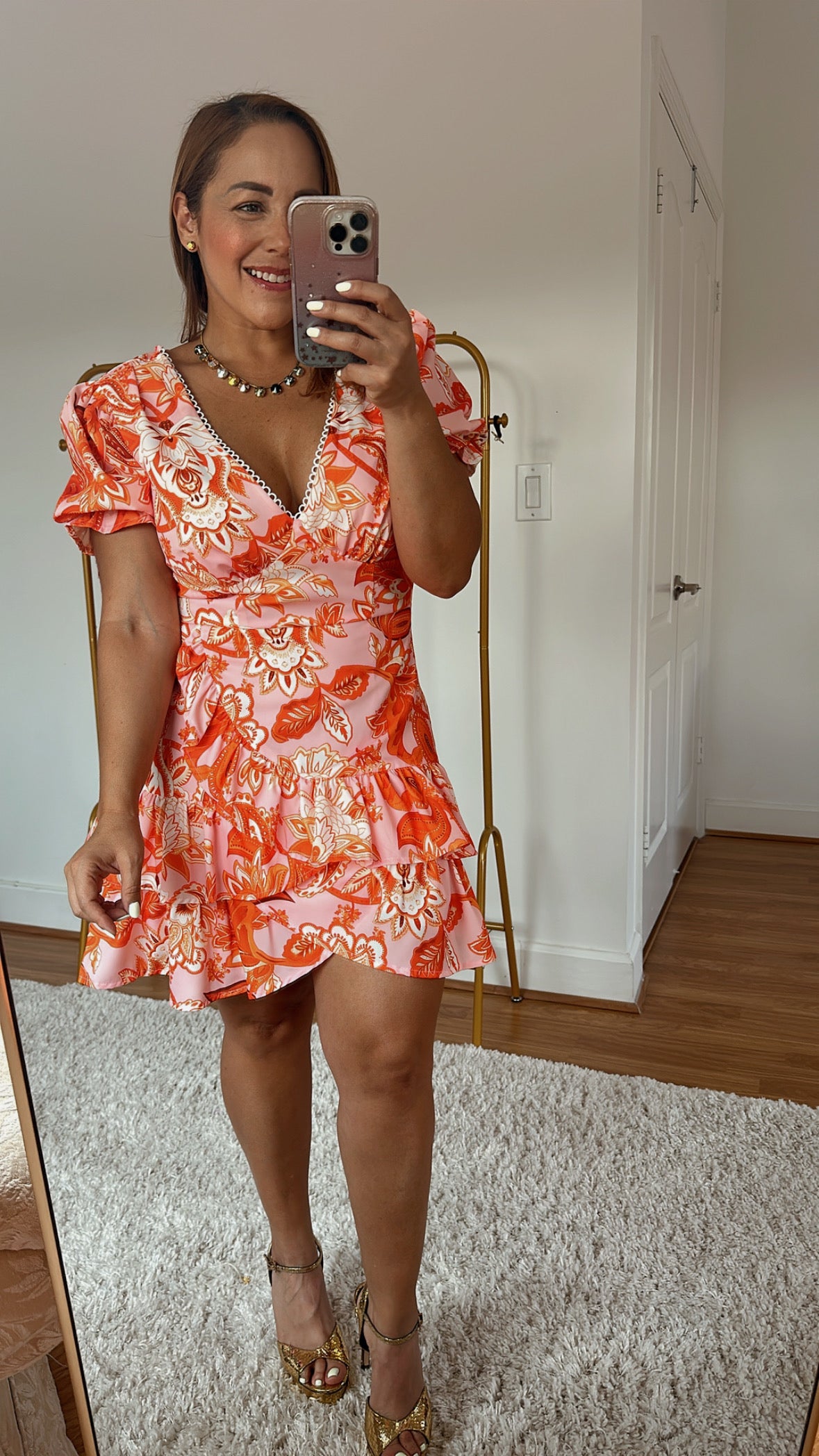 Orange Floral Dress