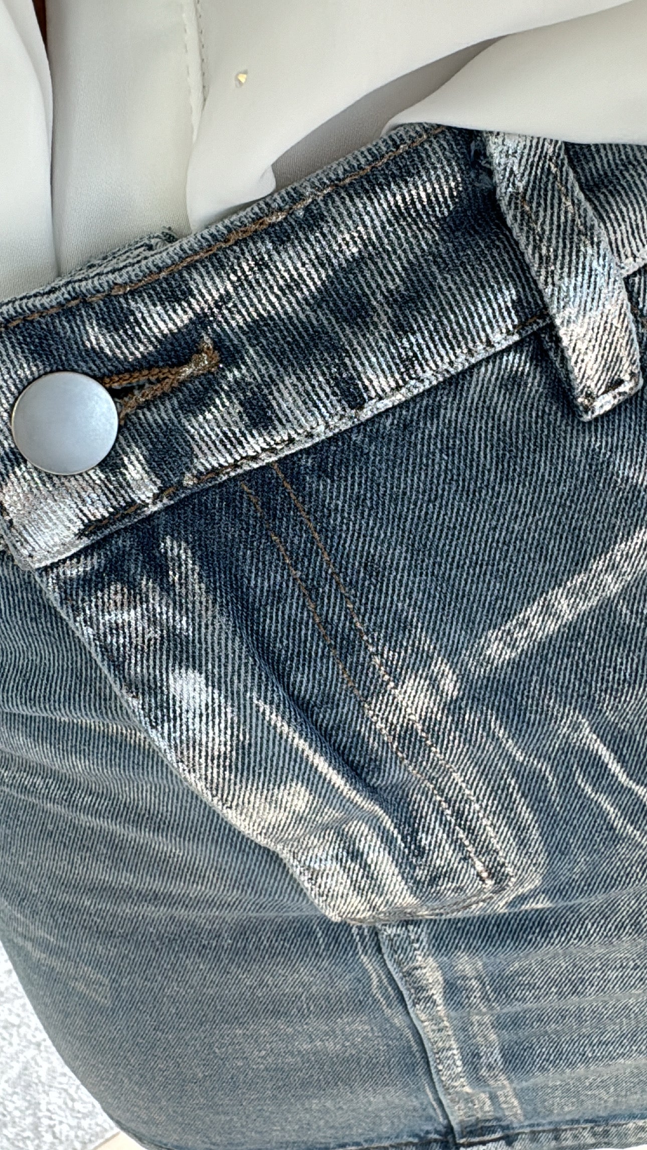 Metallic Denim Skirt