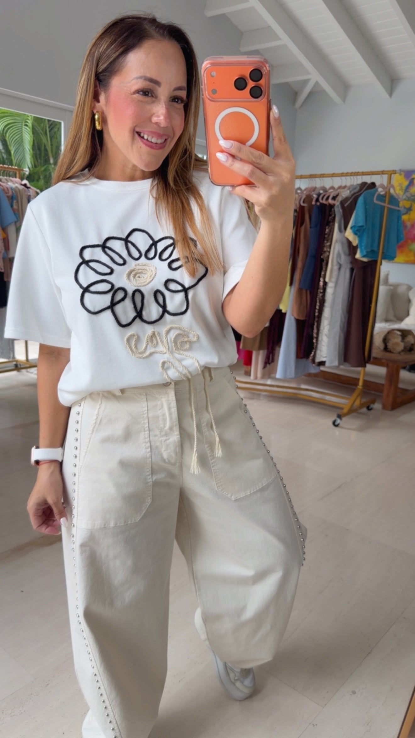Embroidered Flower T -Shirt