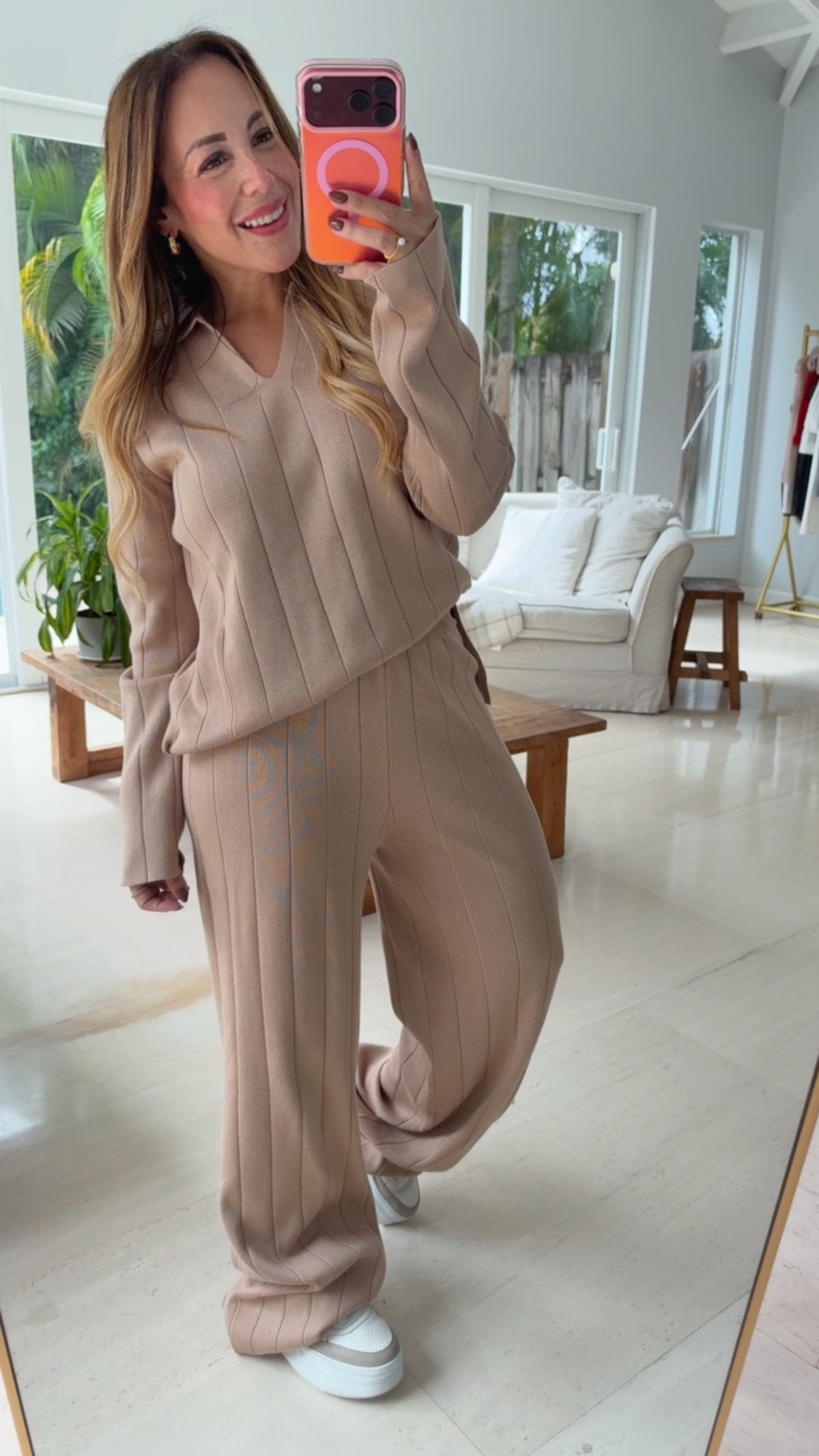 Nude Ribbed Knit Set
