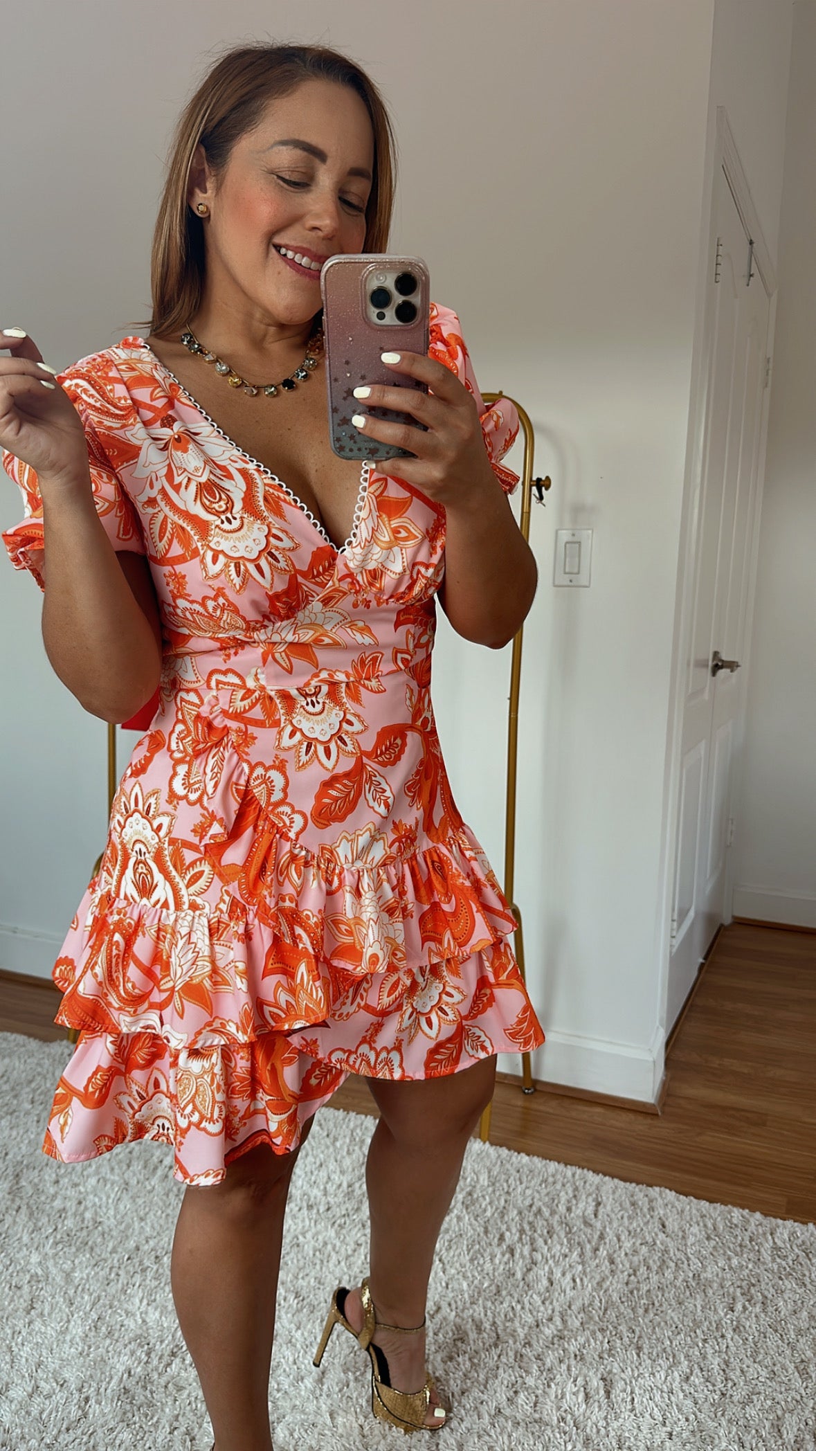 Orange Floral Dress