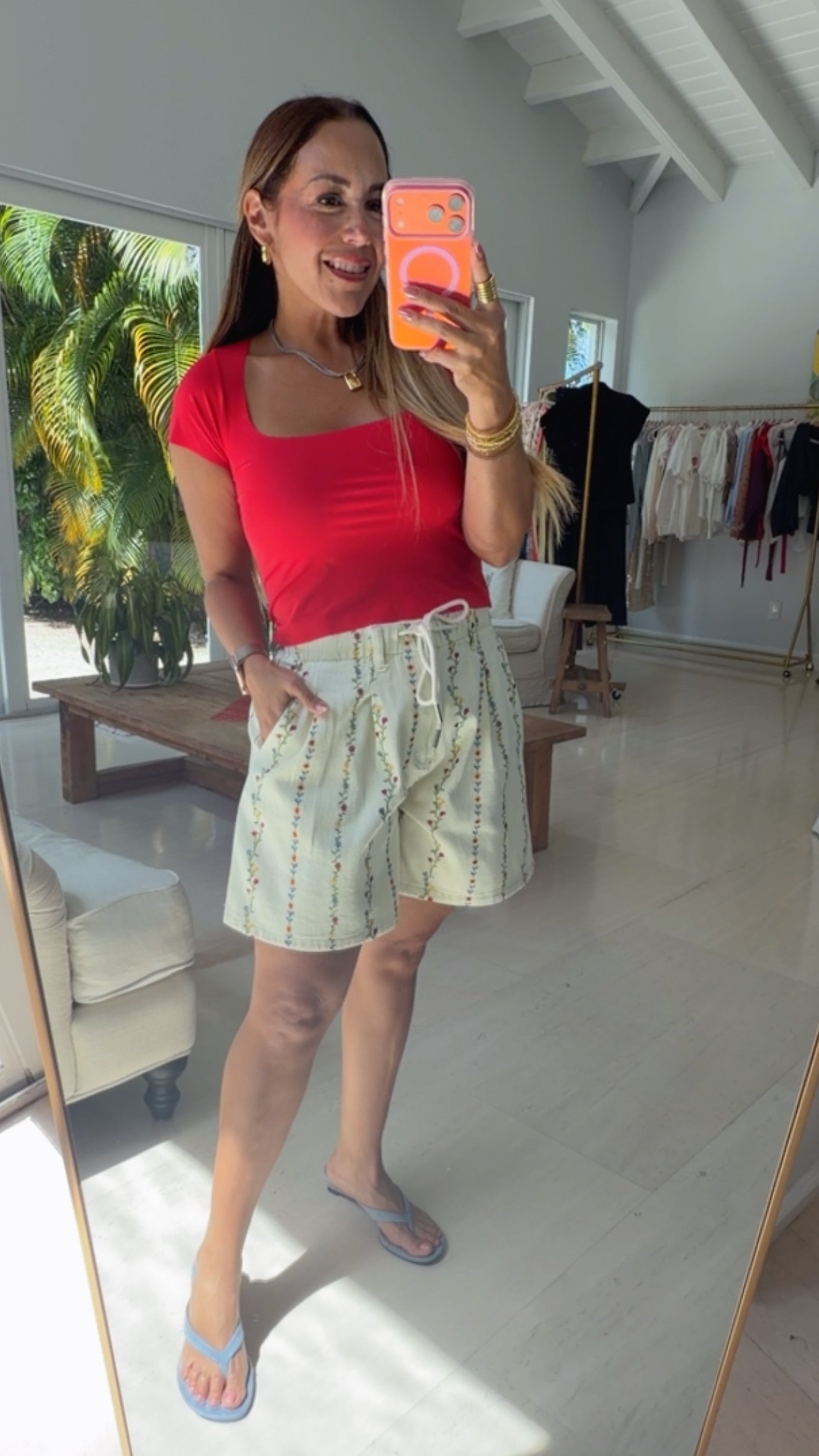 Red  Scoop Neck Top
