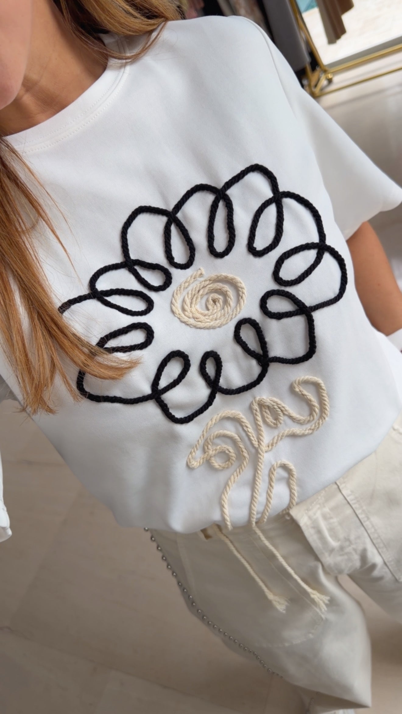 Embroidered Flower T -Shirt