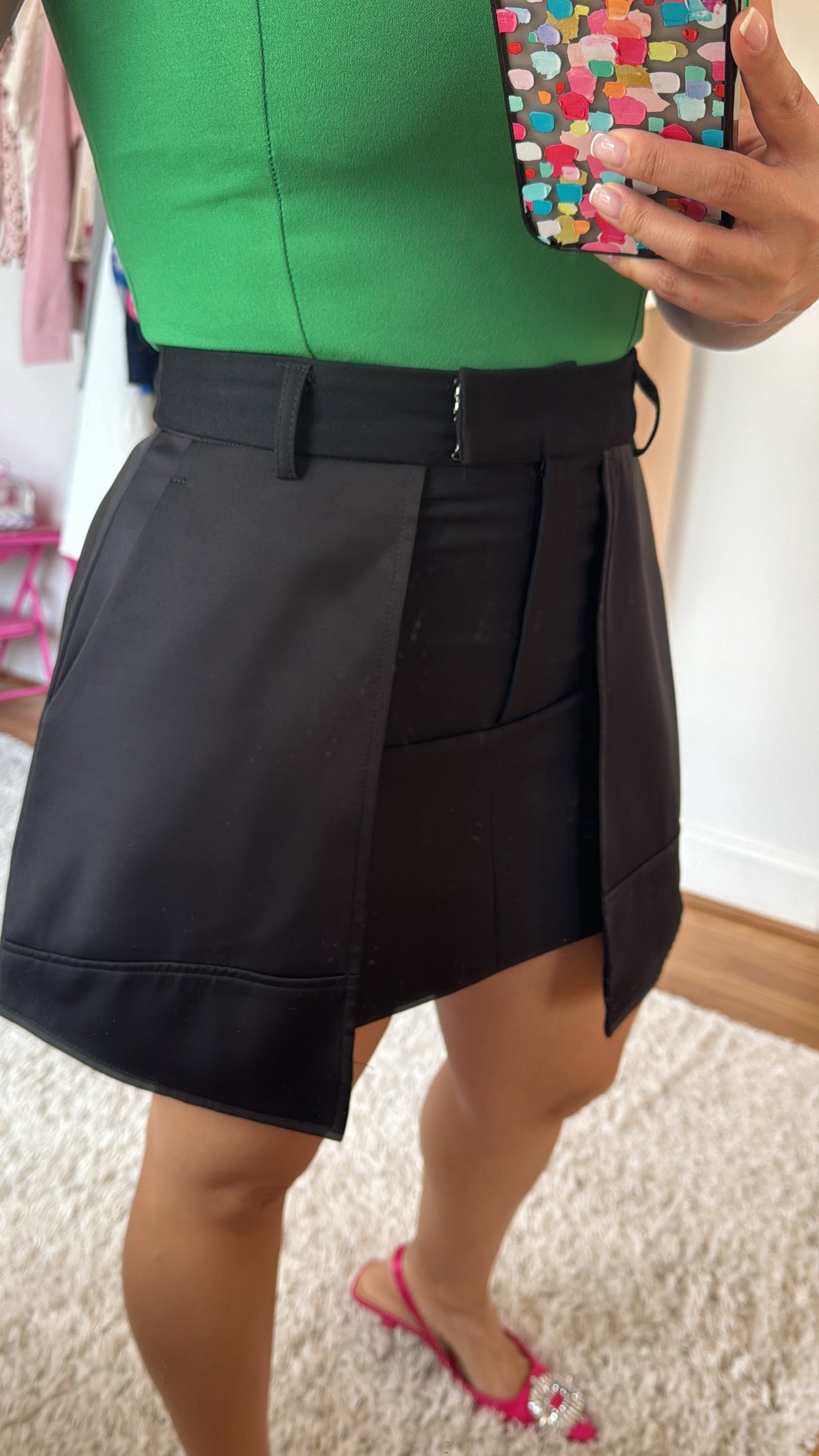 Sofi Satin Overlay Pocket Skirt