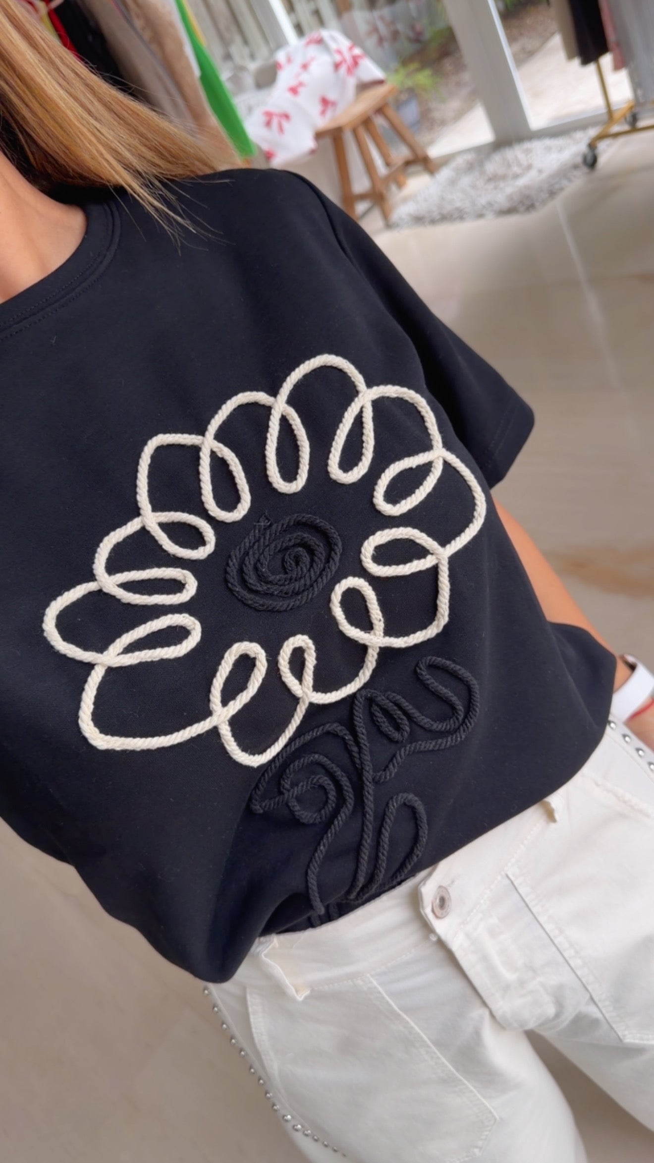 Embroidered Flower T -Shirt