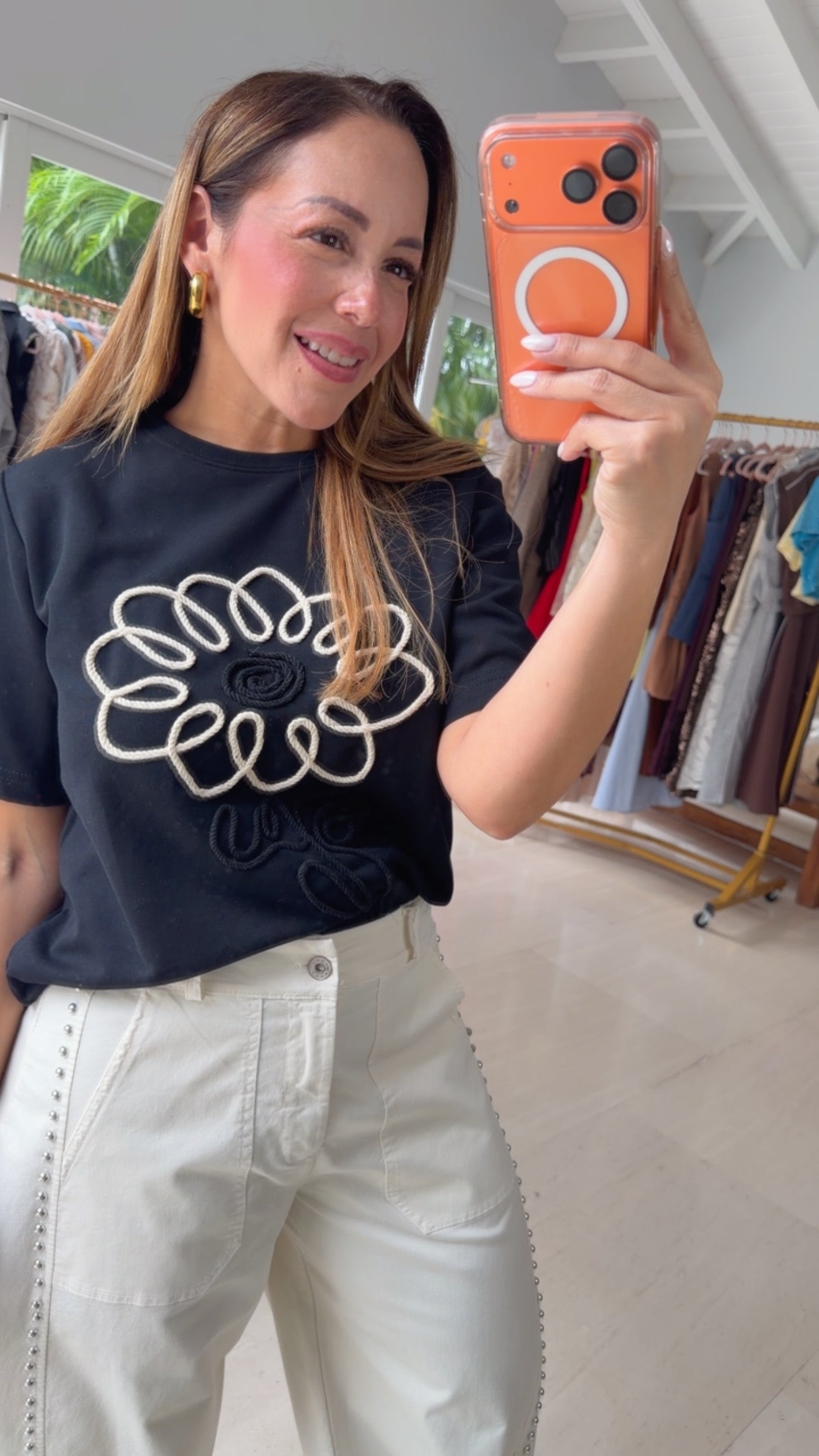 Embroidered Flower T -Shirt