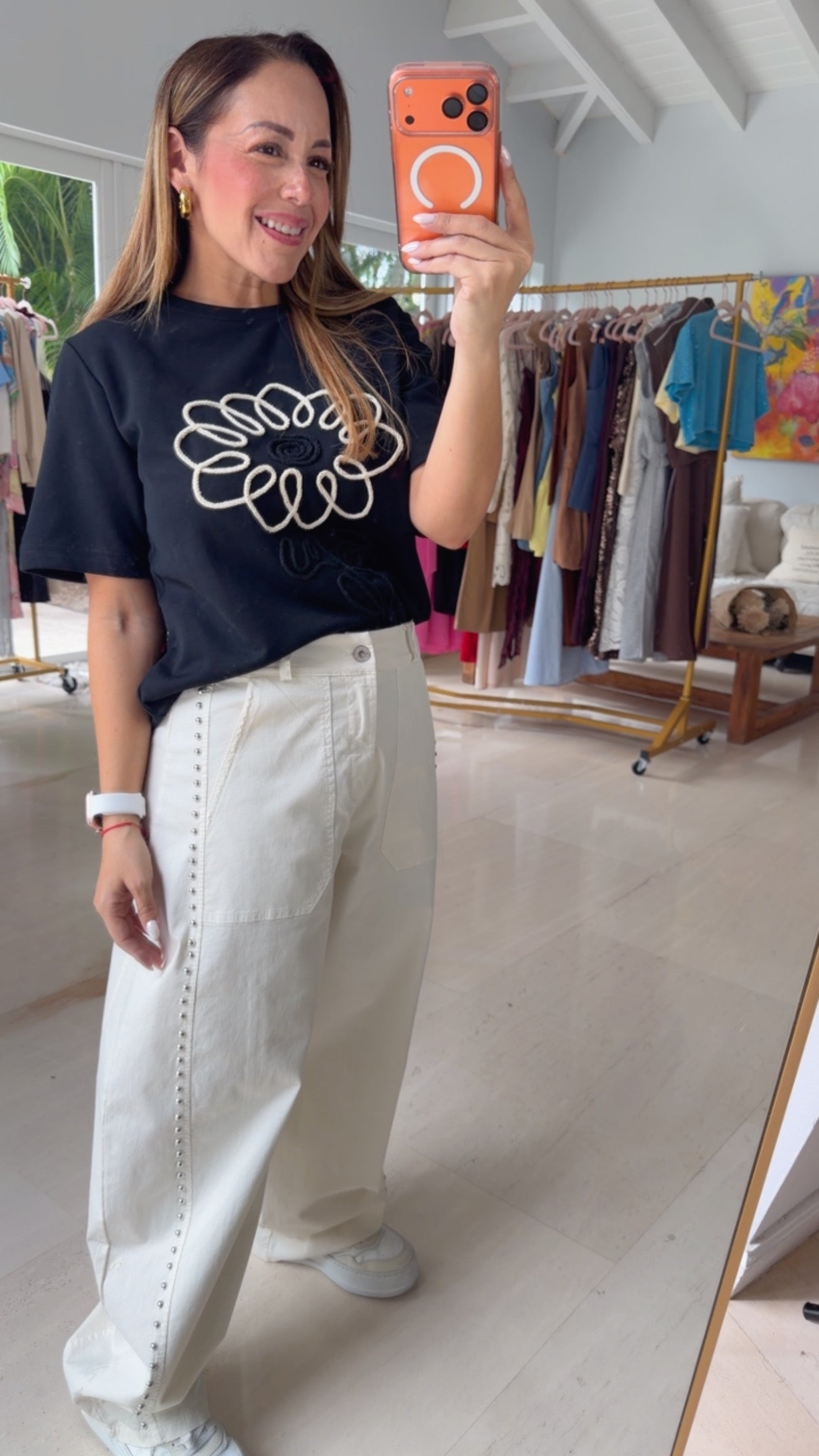 Embroidered Flower T -Shirt
