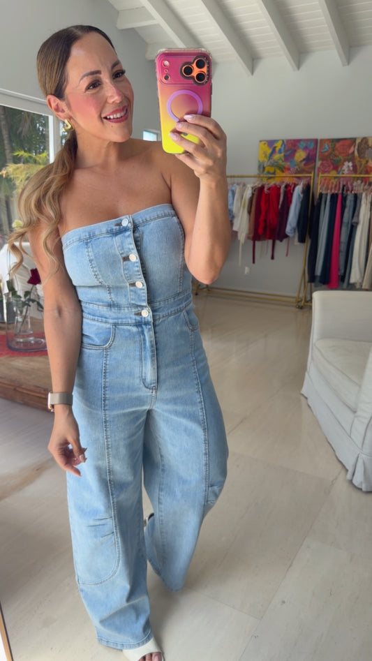Denim Barrel Jumpsuit