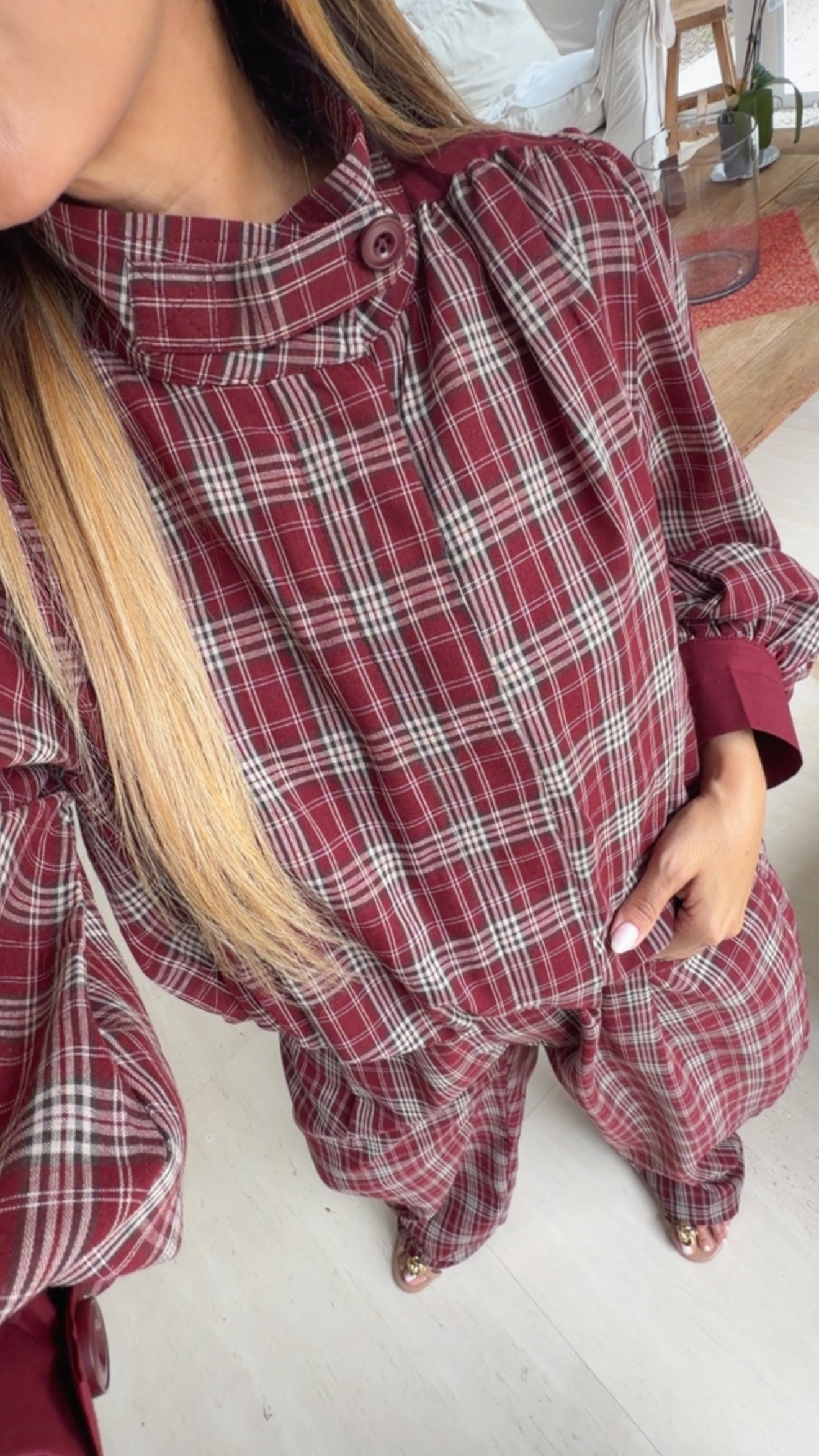 Bordeaux Plaid Set