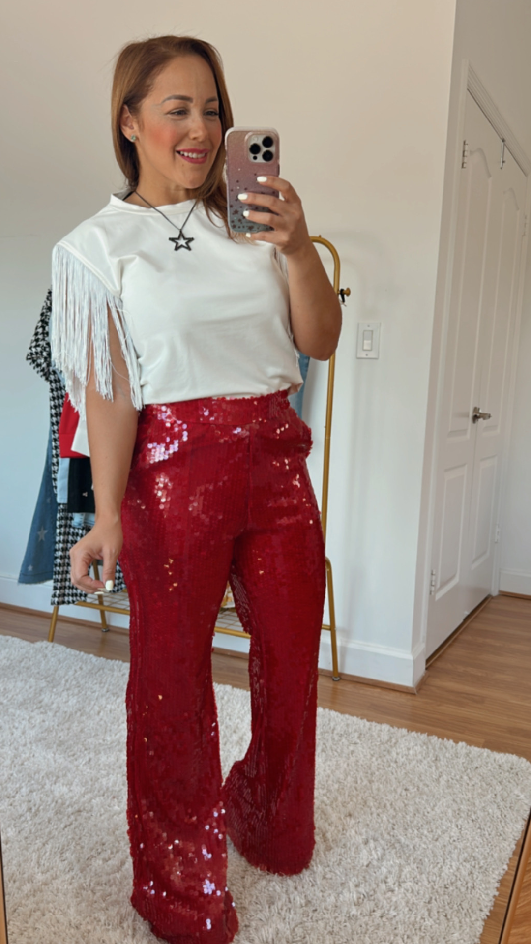 Red Sequins Pants